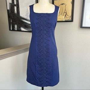 BODEN navy blue crochet lace trim scoop neck sheath dress
